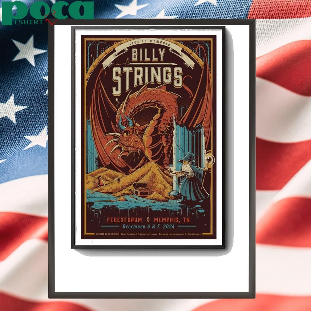 Billy Strings FedEx Forum Dec 6 & 7 2024 Memphis TN Tour Poster shirt