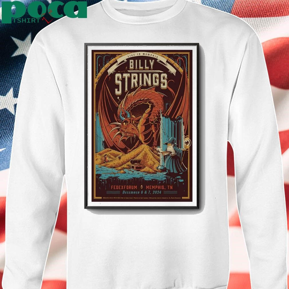Billy Strings FedEx Forum Dec 6 & 7 2024 Memphis TN Tour Poster shirt