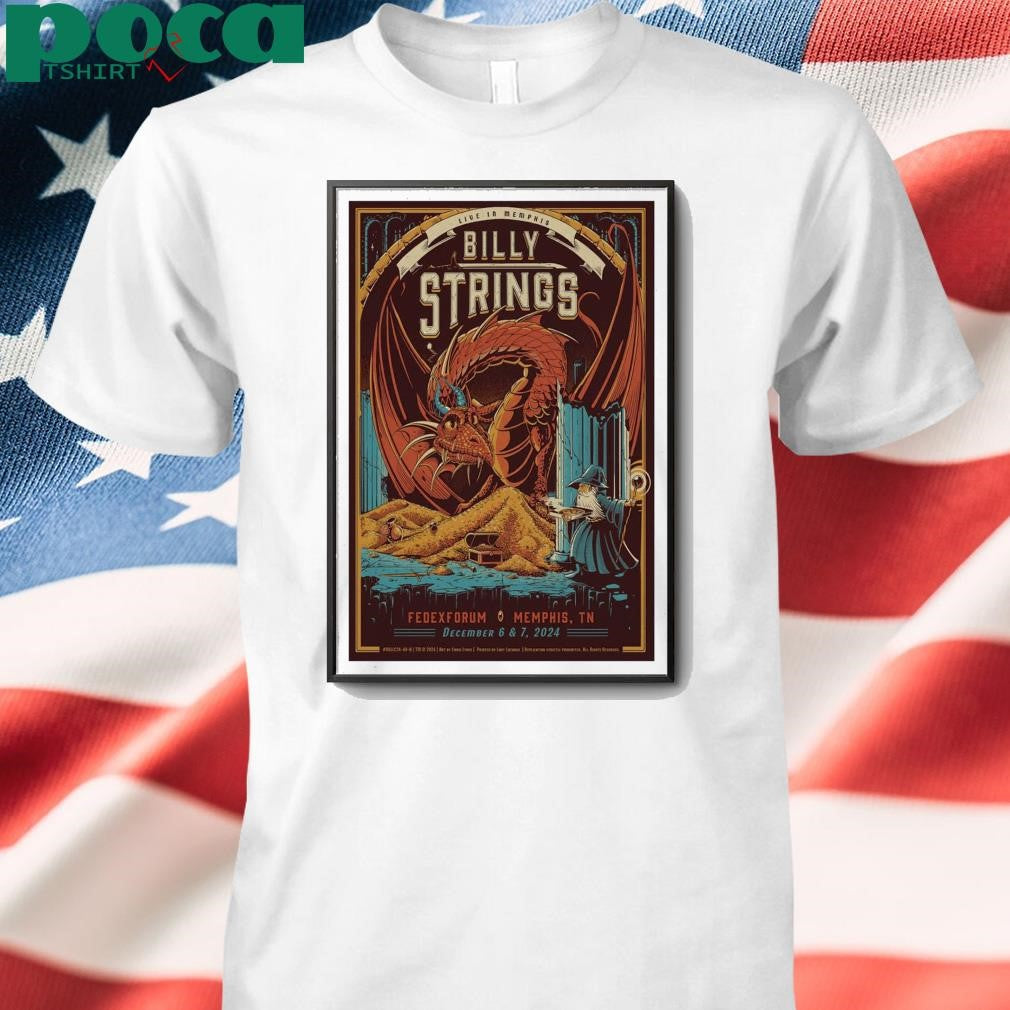 Billy Strings FedEx Forum Dec 6 & 7 2024 Memphis TN Tour Poster shirt
