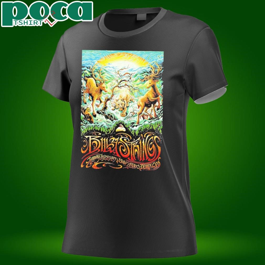 Billy Strings Gig Poster For Shows Weekend Run At Ball Arena In Denver Colorado On Jan 24 25 And 26 2025 Art By Milestsang Unisex T-Shirt
