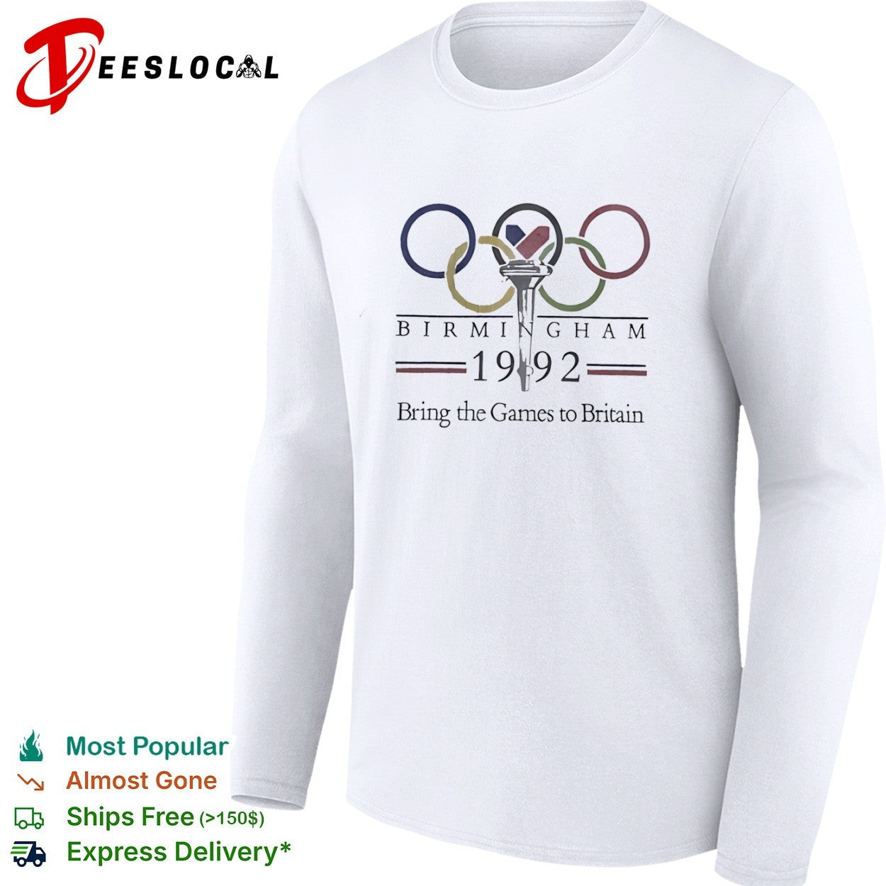 Birmingham 1992 Bring the Games to Britain Olympic Torch Logo Birmingham 1992 shirt
