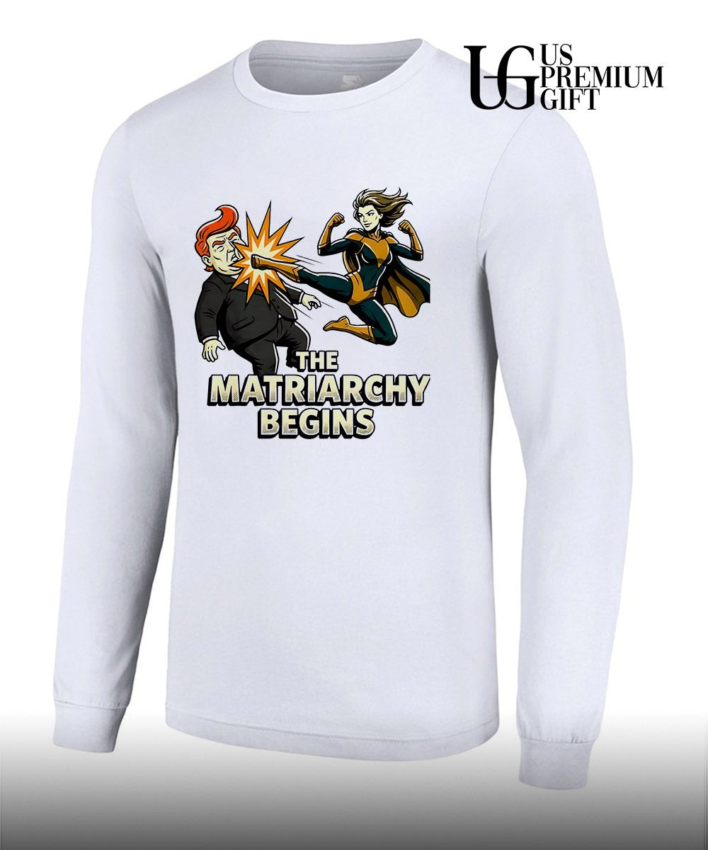 Blonde Blazer kick Donald Trump in the face The Matriarchy Begins shirt
