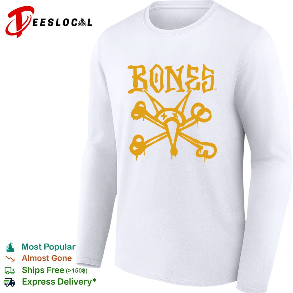 Bones skate brand logo with rat skull shirt