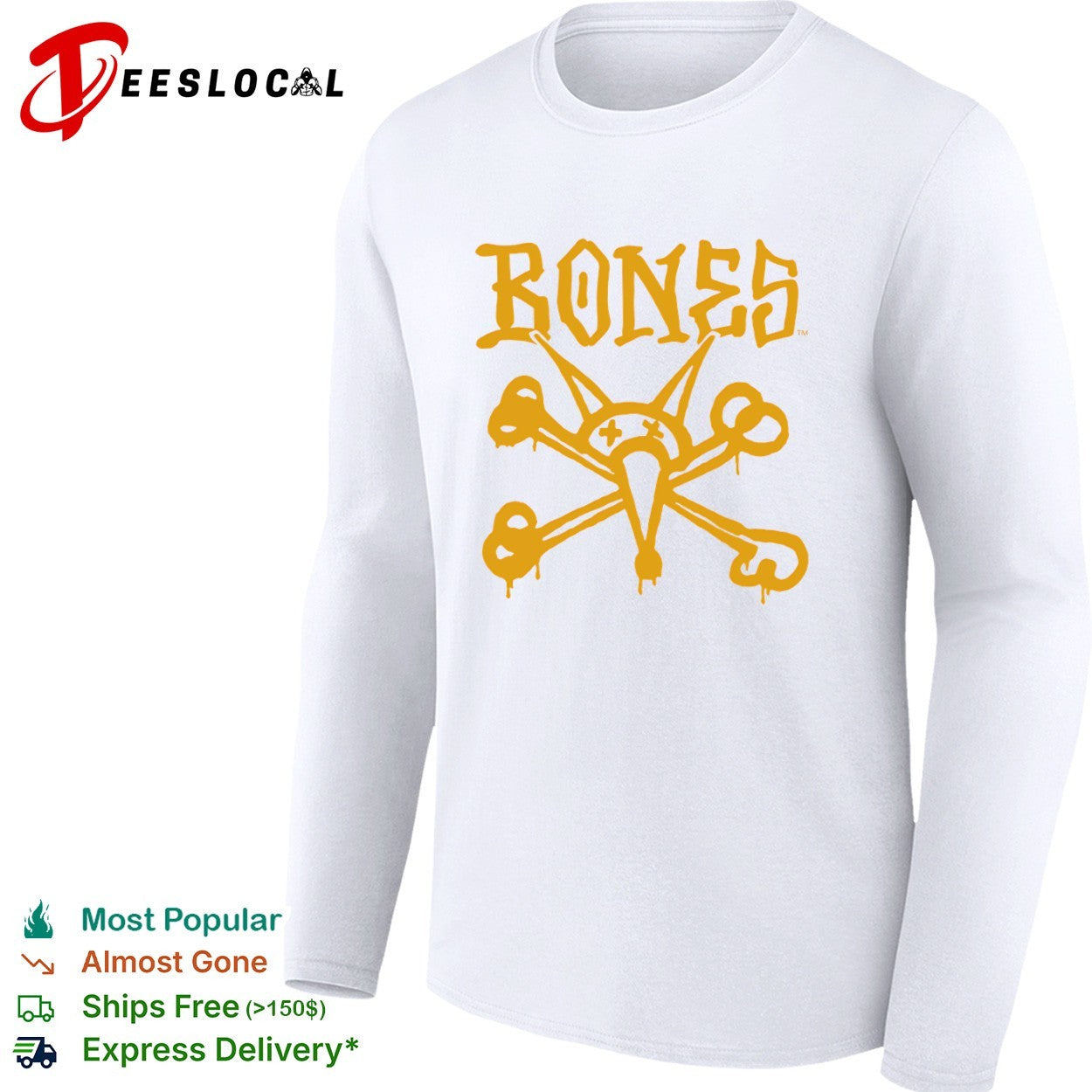 Bones skate brand logo with rat skull shirt