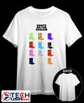 Boots on the ground colorful shirt