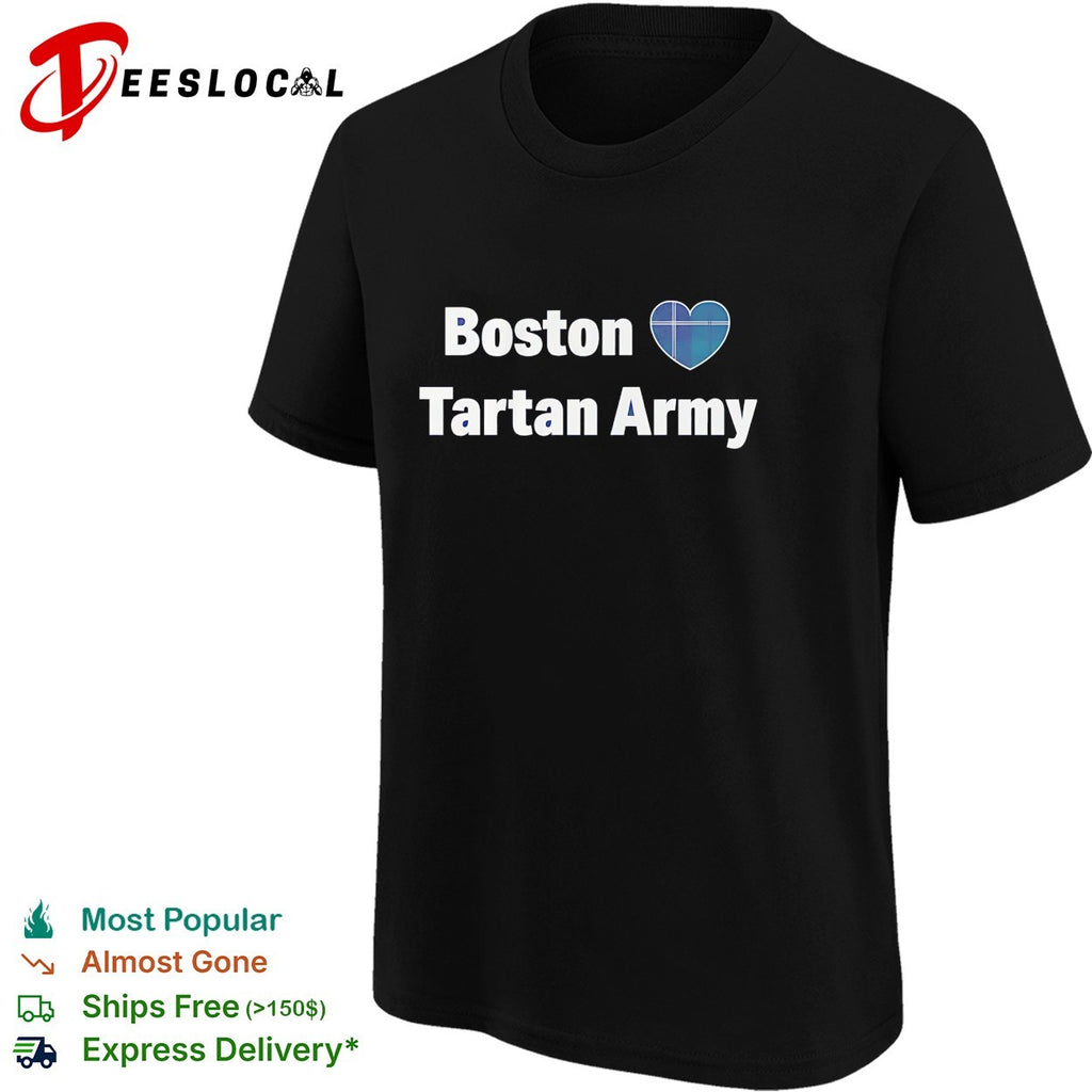 Boston heart Tartan Army Scotland national football team shirt