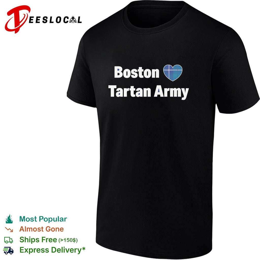Boston heart Tartan Army Scotland national football team shirt