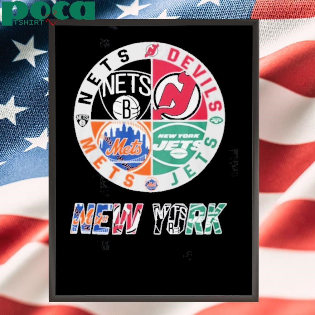 Brooklyn Nets x New York Mets x New York Jets x New Jersey Devils Unisex T Shirt