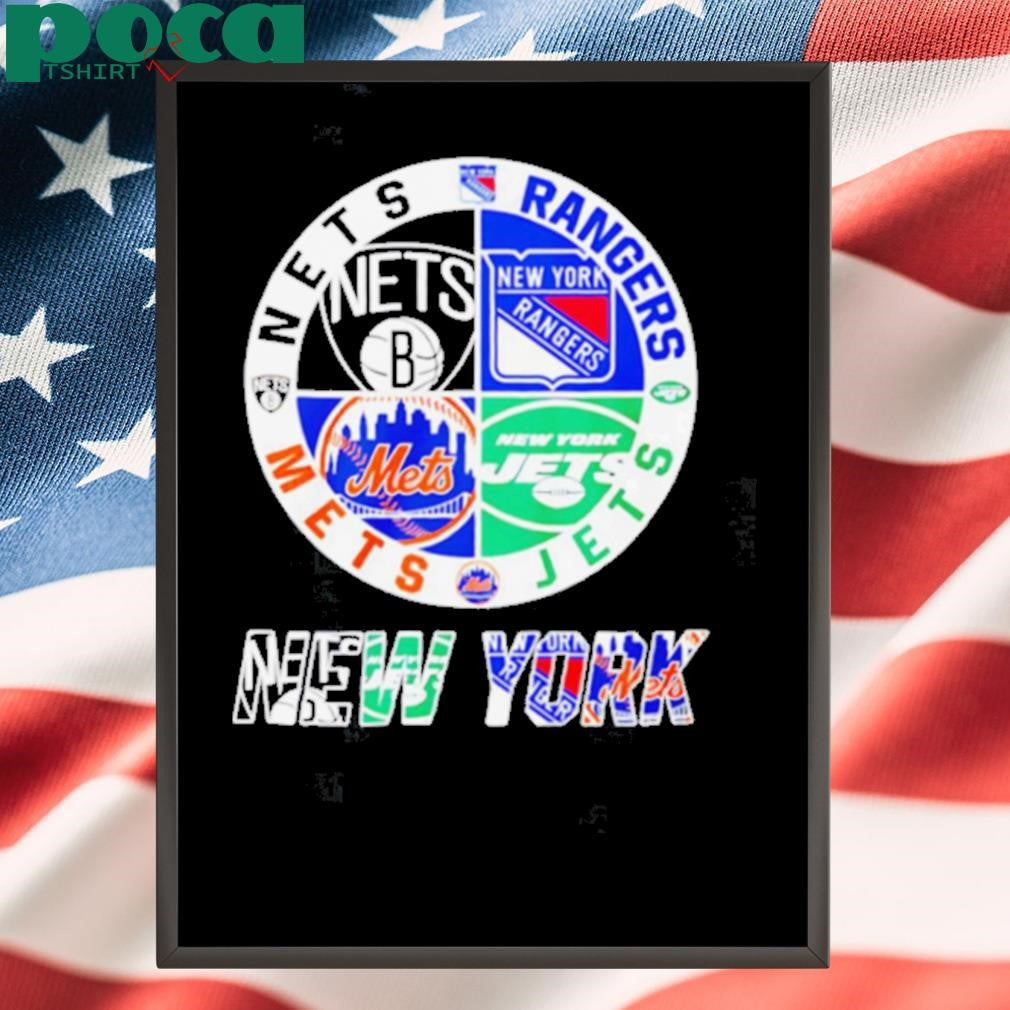 Brooklyn Nets x New York Rangers x New York Jets x New York Mets logo shirt