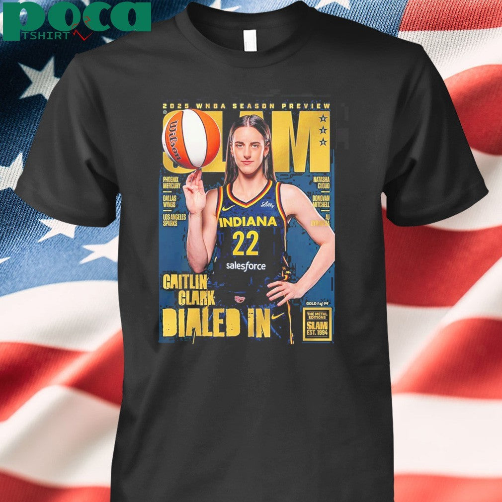 Caitlin Clark From Iowa Hawkeyes x SLAM 256 Tribute Poster Cover 2025 WNBA Season Preview Dailed In Gold Metal shirt