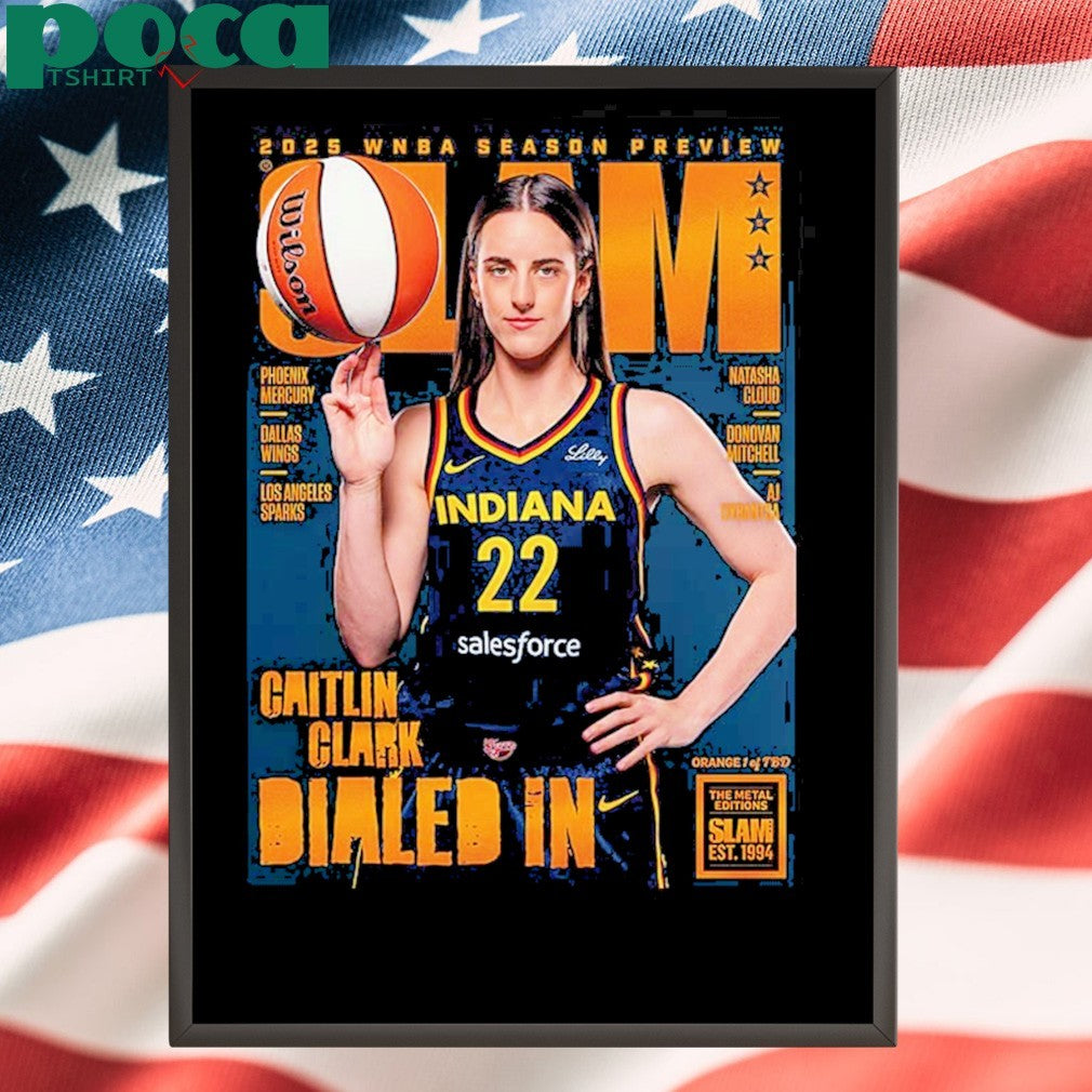 Caitlin Clark From Iowa Hawkeyes x SLAM 256 Tribute Poster Cover 2025 WNBA Season Preview Dailed In Orange Metal shirt