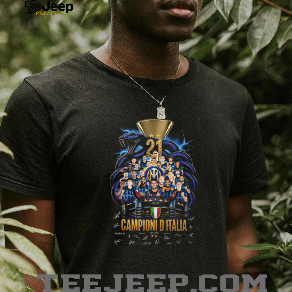 Campioni D Italia 21 Inter Milan Soccer Team Stadium Snake Gold T Shirt