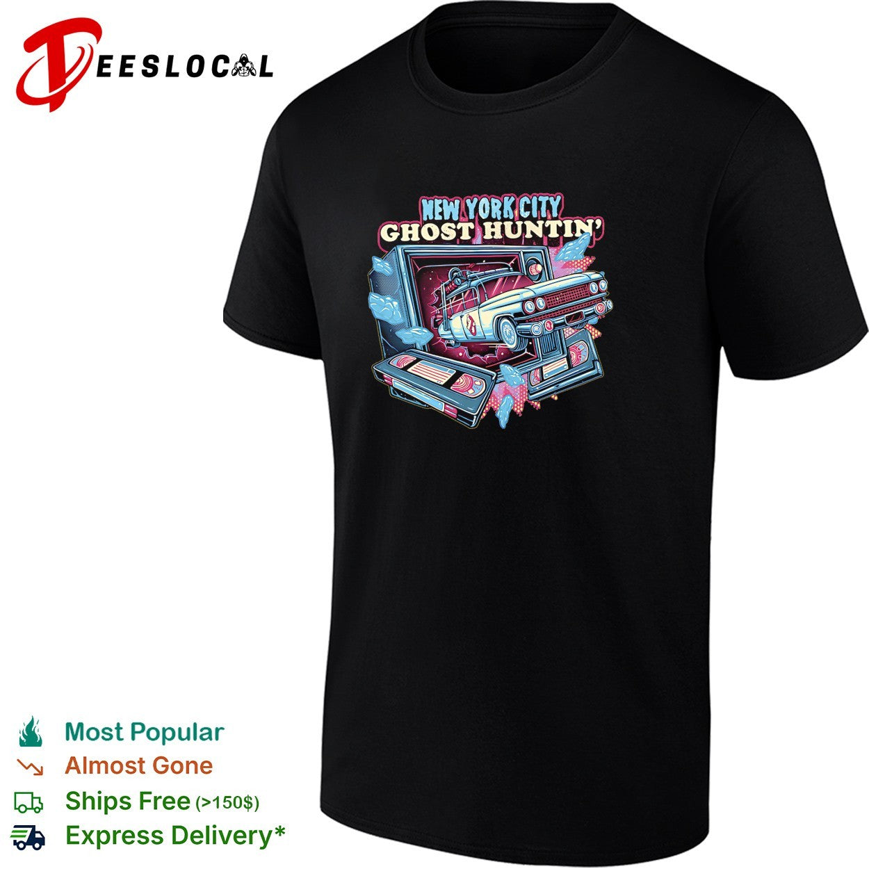 Car bursting through TV New York City ghost huntin’ shirt