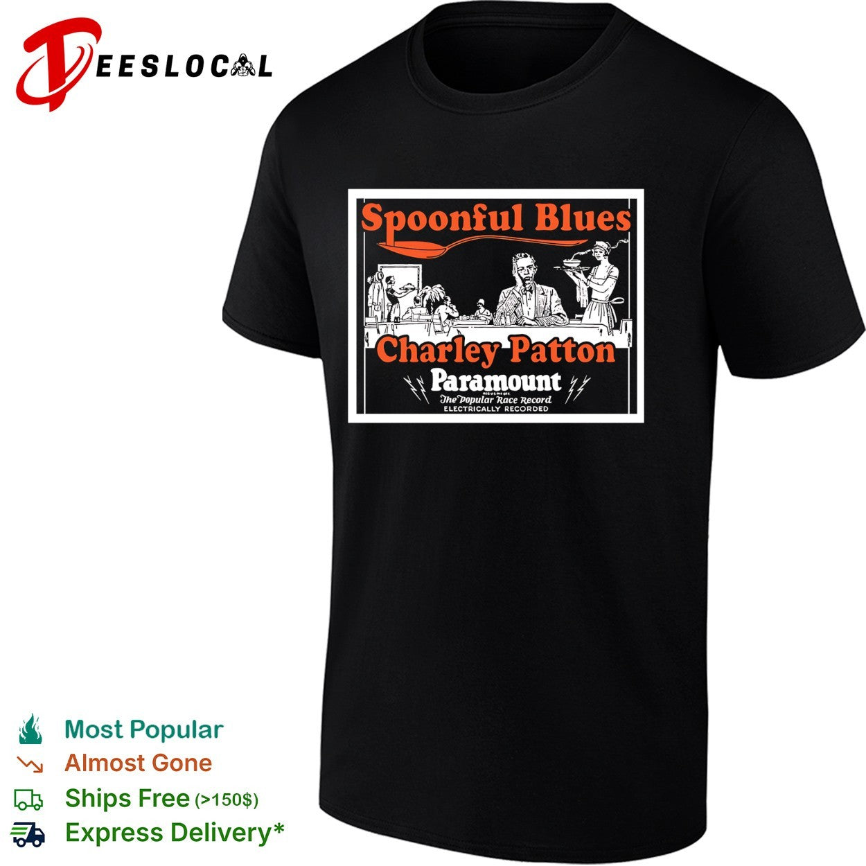 Charley Patton spoonful blues Paramount records shirt