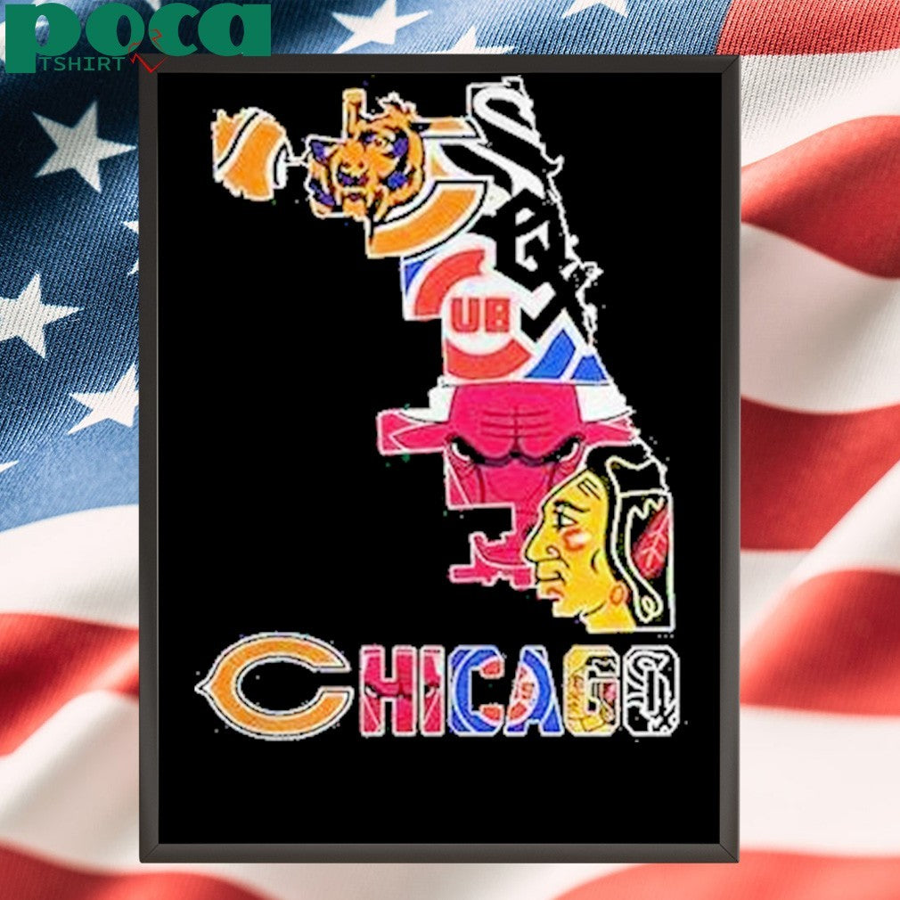 Chicago Sports Team Map Logo Shirt