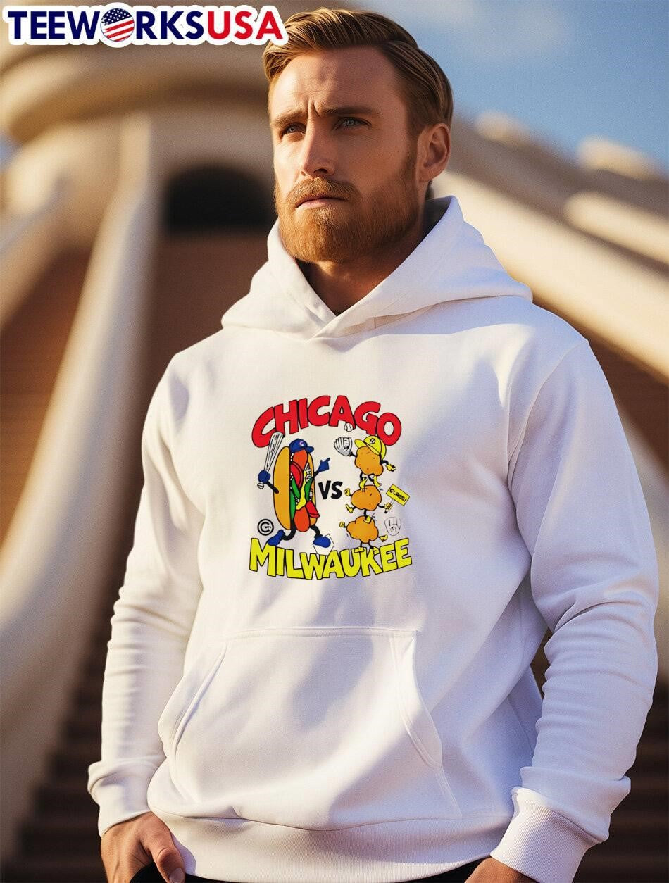 Chicago vs Milwaukee Baseball Rivalry Hot Dog and Cheese Curds shirt