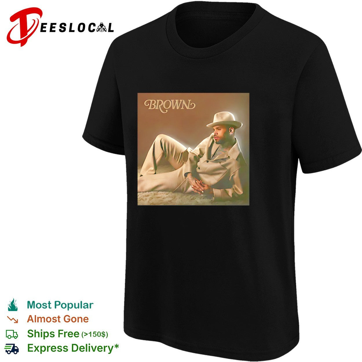 Chris Brown lying brown album shirt