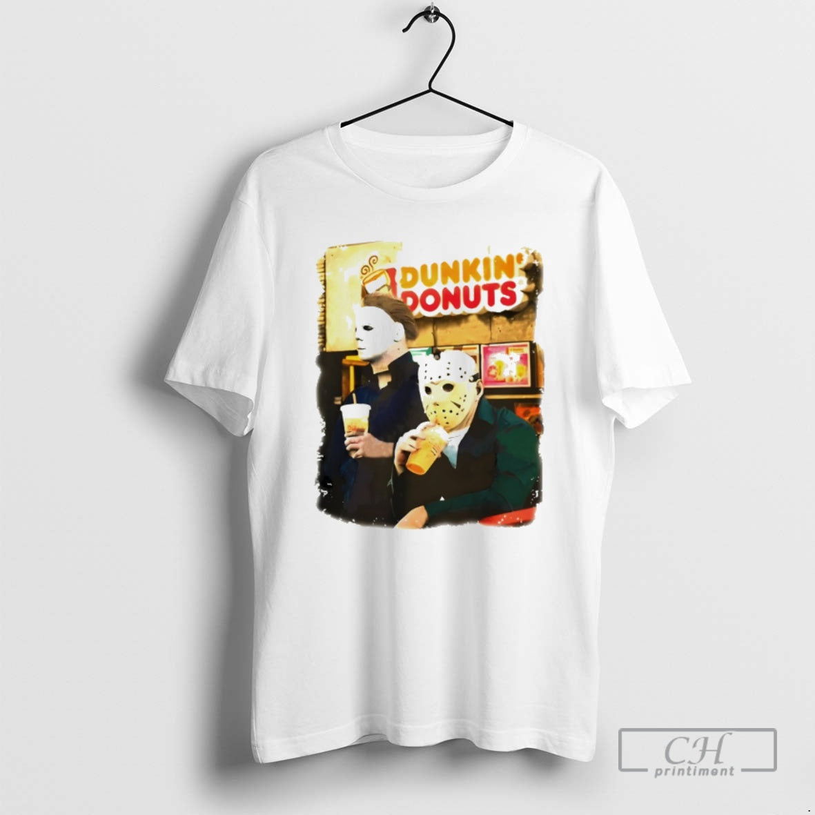 Classic Dunkin Donuts Horror Movie Michael And Jason Funny Halloween Shirt Sweater