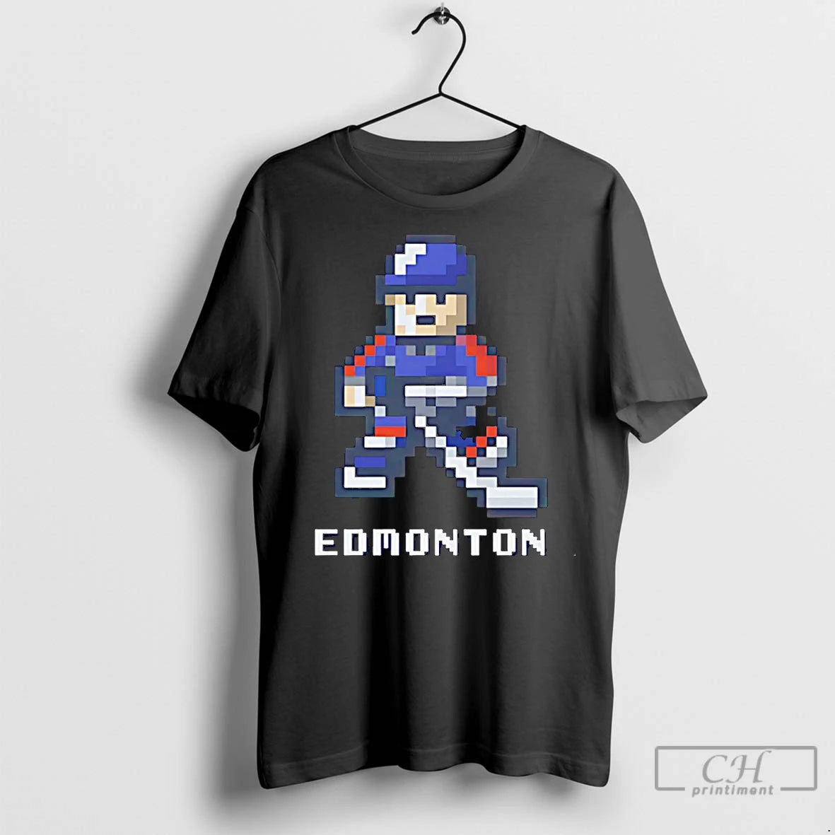 Classic Edmonton Oilers Hockey Player 8 Bit Pixel Christmas