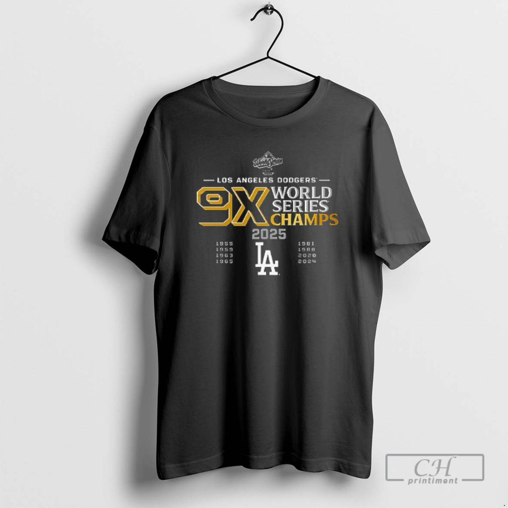Classic Los Angeles Dodgers 9 Time World Series Champions Double Sided Graphic Shirt Sweater