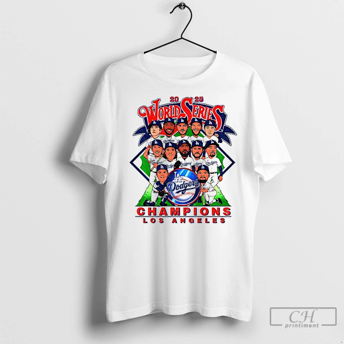 Classic Los Angeles Dodgers Cartoon All Team World Series Champions 2025