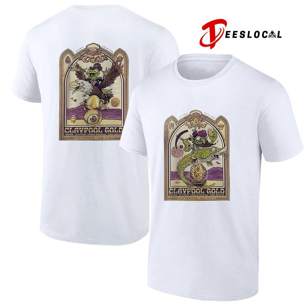 Claypool Gold Primus Claypool Lennon Delirium and Frog Brigade Dillon Colorado graphic shirt