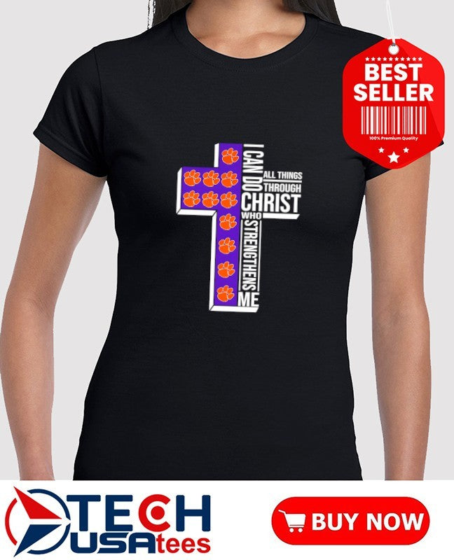 Clemson Tigers Women’s Basketball cross I can do all things through christ who strengthens me shirt