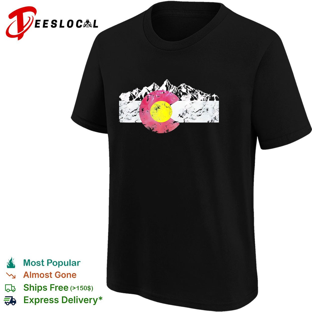 Colorado state flag symbol with mountain shirt