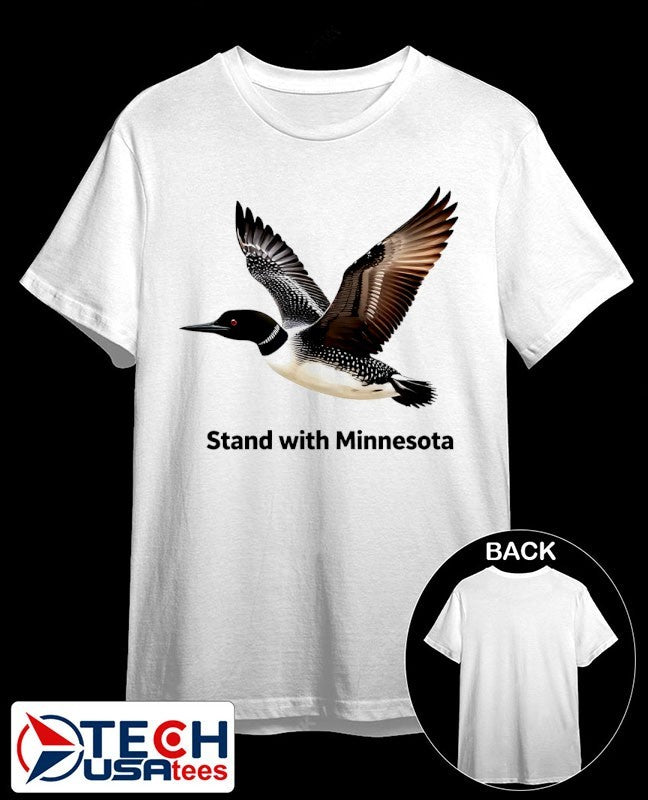 Common Loon stand with Minnesota shirt