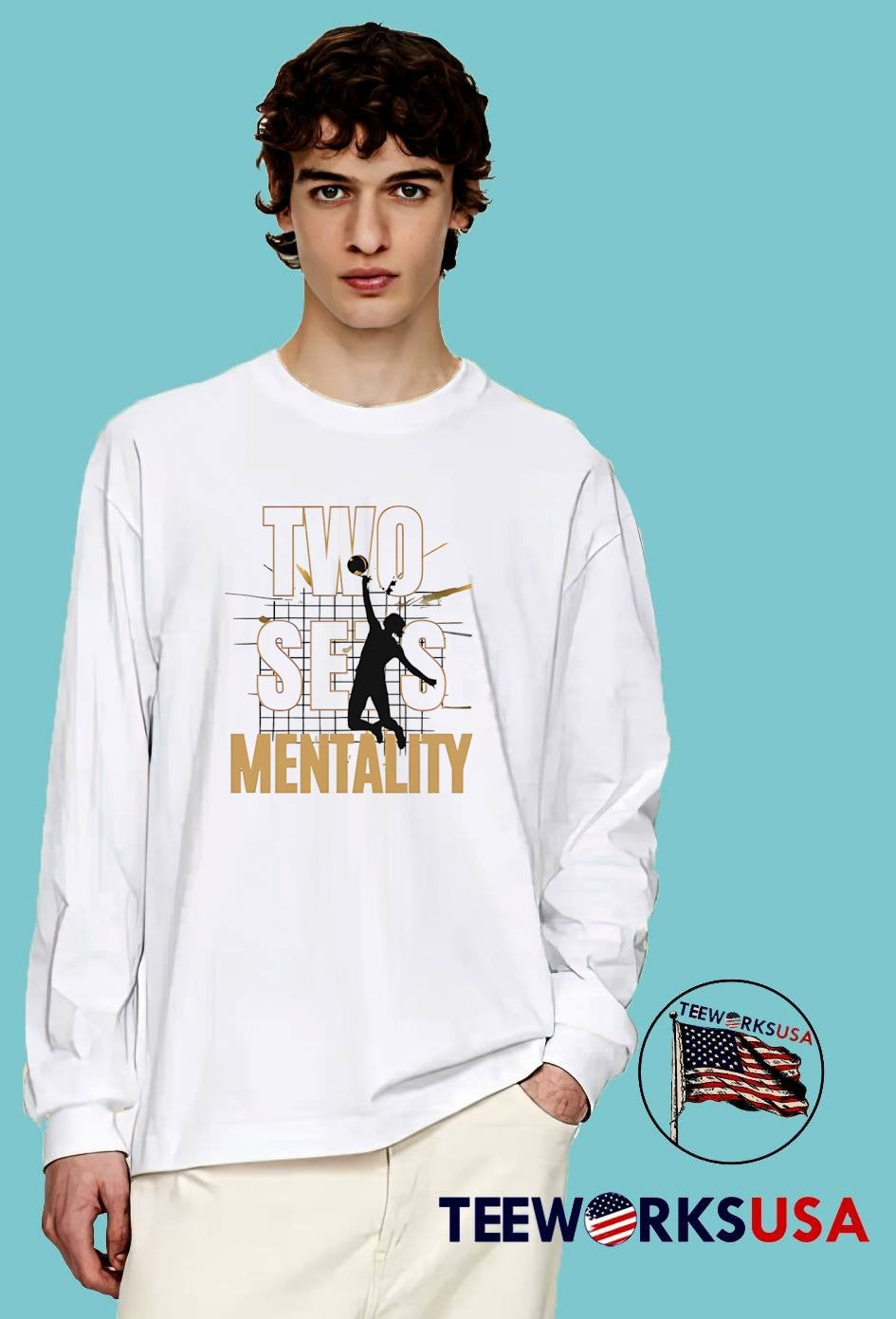 Compete Luxe 2024 Edition Volleyball Player Jumping Two Sets Mentality T-Shirt