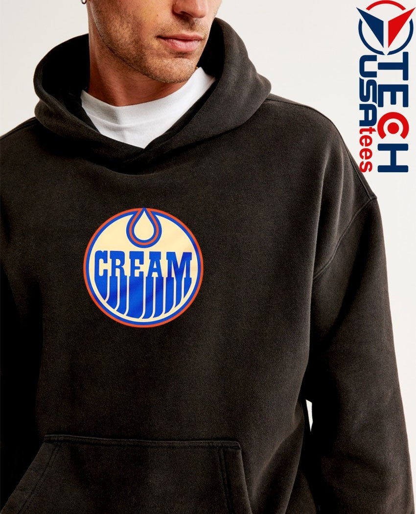 Cream Edmonton Oilers Hockey logo shirt