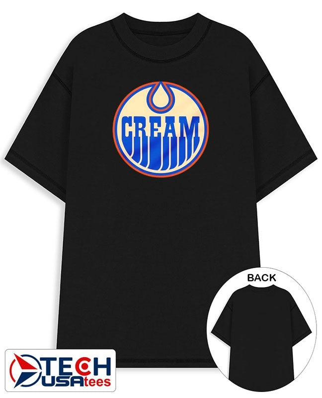Cream Edmonton Oilers Hockey logo shirt