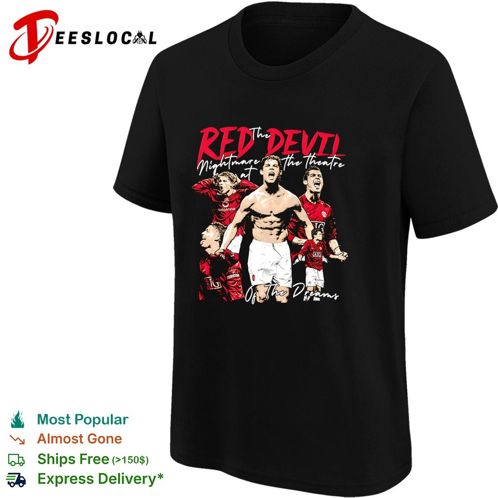 Cristiano Ronaldo Manchester United red devil nightmare at the theatre of dreams portrait shirt