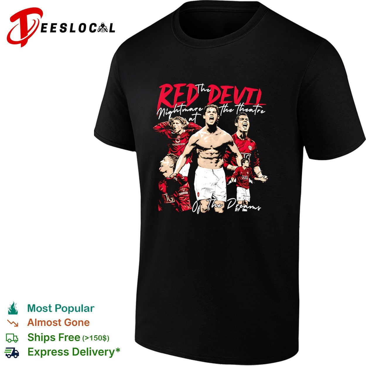 Cristiano Ronaldo Manchester United red devil nightmare at the theatre of dreams portrait shirt