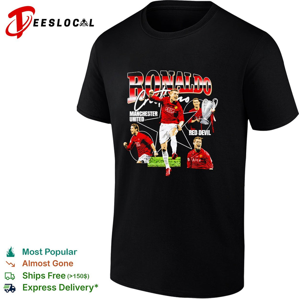 Cristiano Ronaldo Manchester United red devil portrait shirt