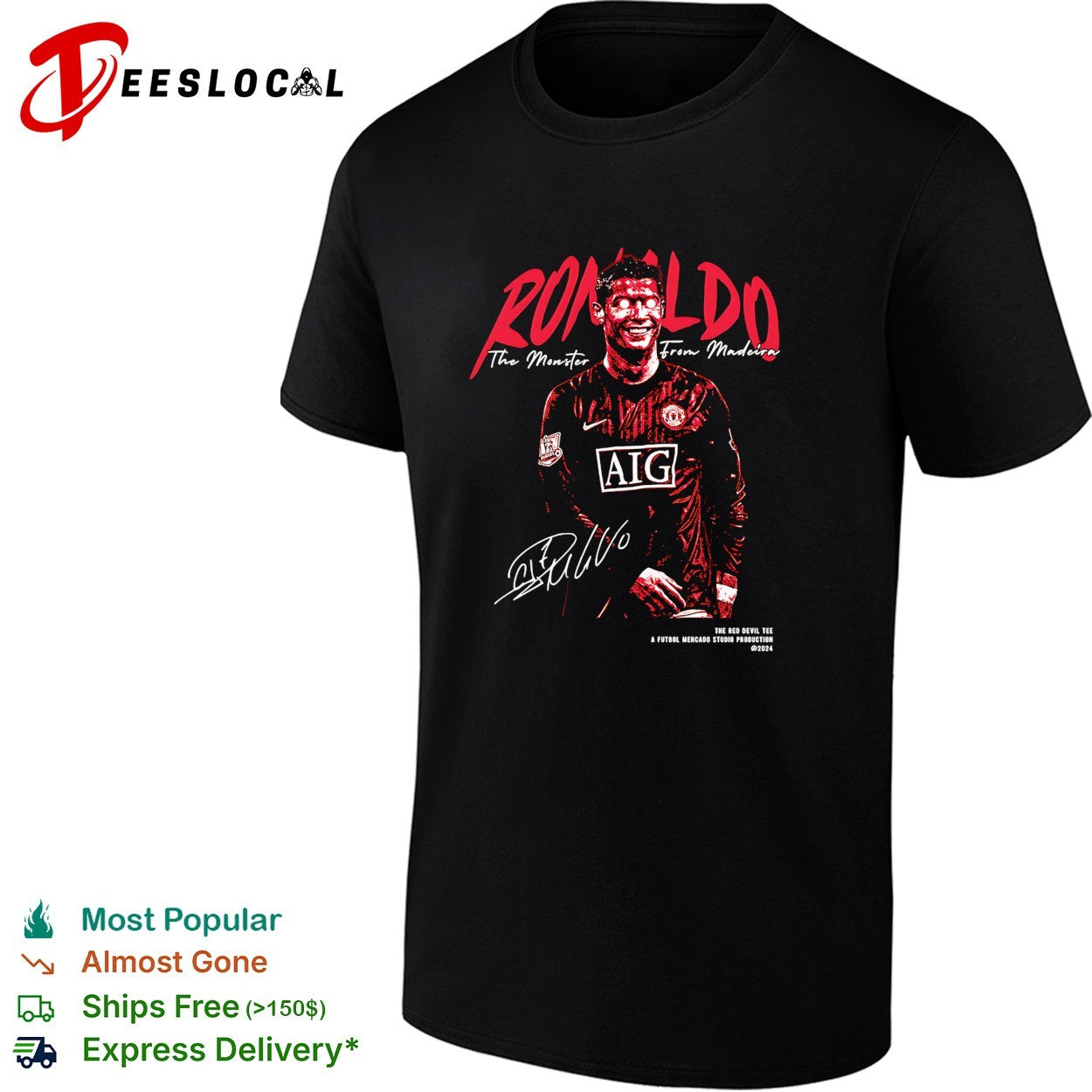 Cristiano Ronaldo Manchester United the monster from Madeira signature shirt