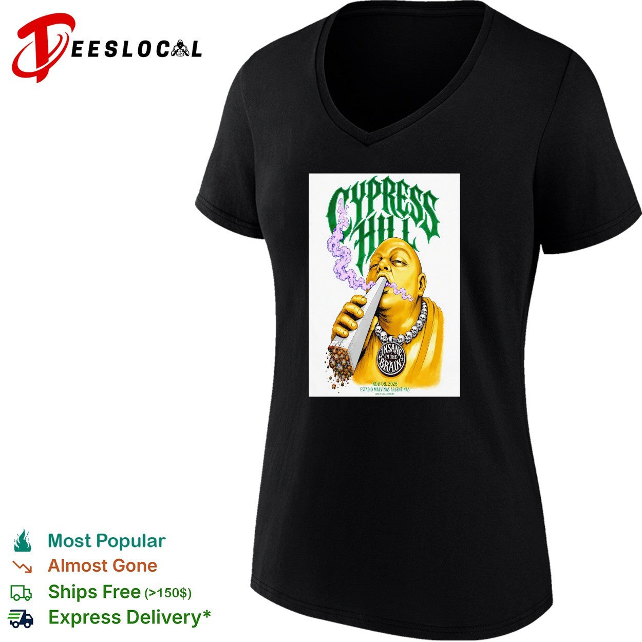 Cypress Hill Estadio Malvinas Argentinas 2026 poster shirt