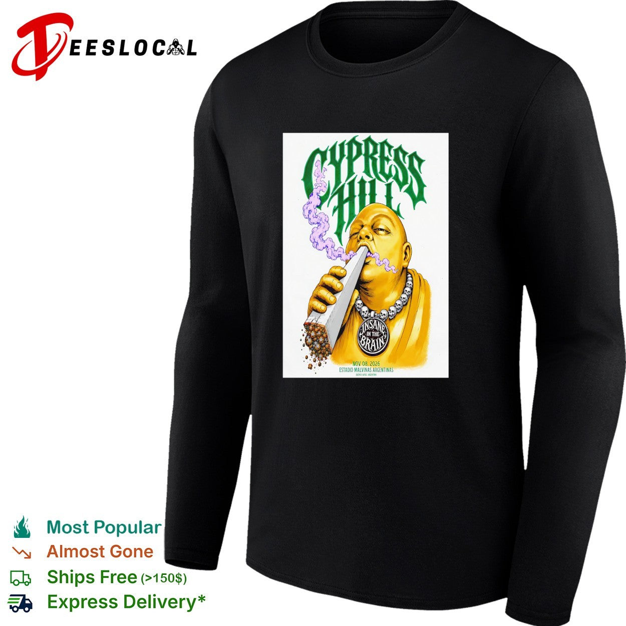 Cypress Hill Estadio Malvinas Argentinas 2026 poster shirt