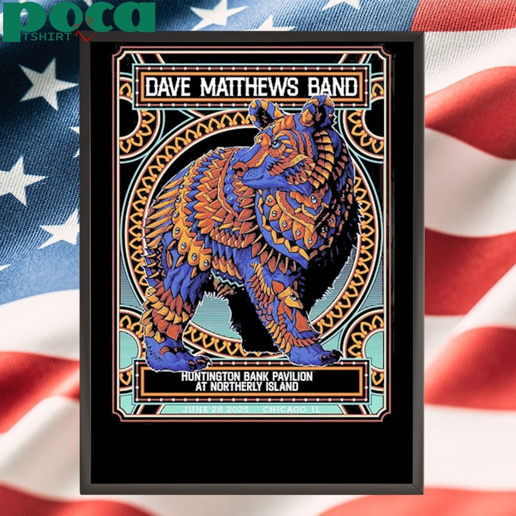 Dave Matthews Band Event Poster Huntington Bank Pavilion At Northerly Island In Chicago IL On June 28 2025 Unisex T-Shirt