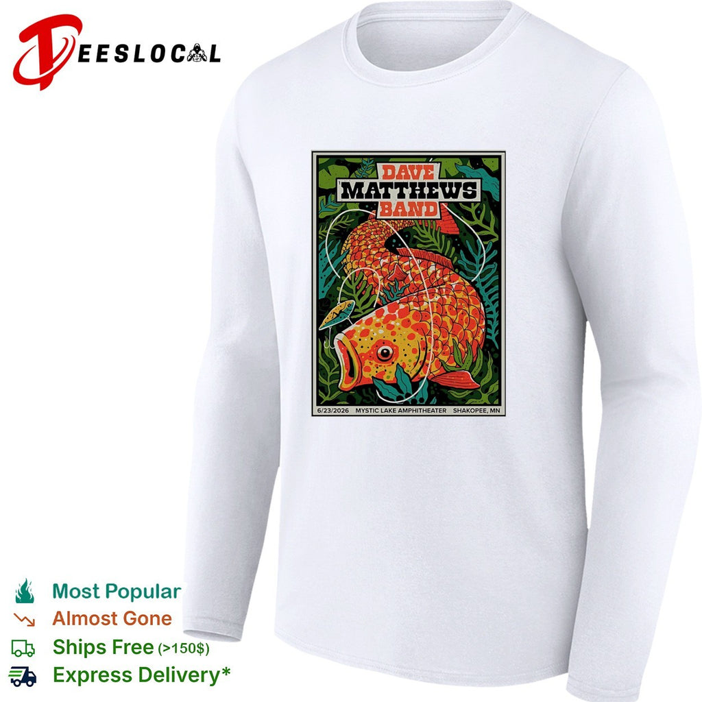 Dave Matthews Band Mystic Lake Amphitheater 2026 fish poster shirt