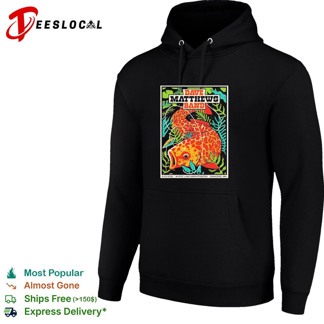 Dave Matthews Band Mystic Lake Amphitheater fish poster shirt