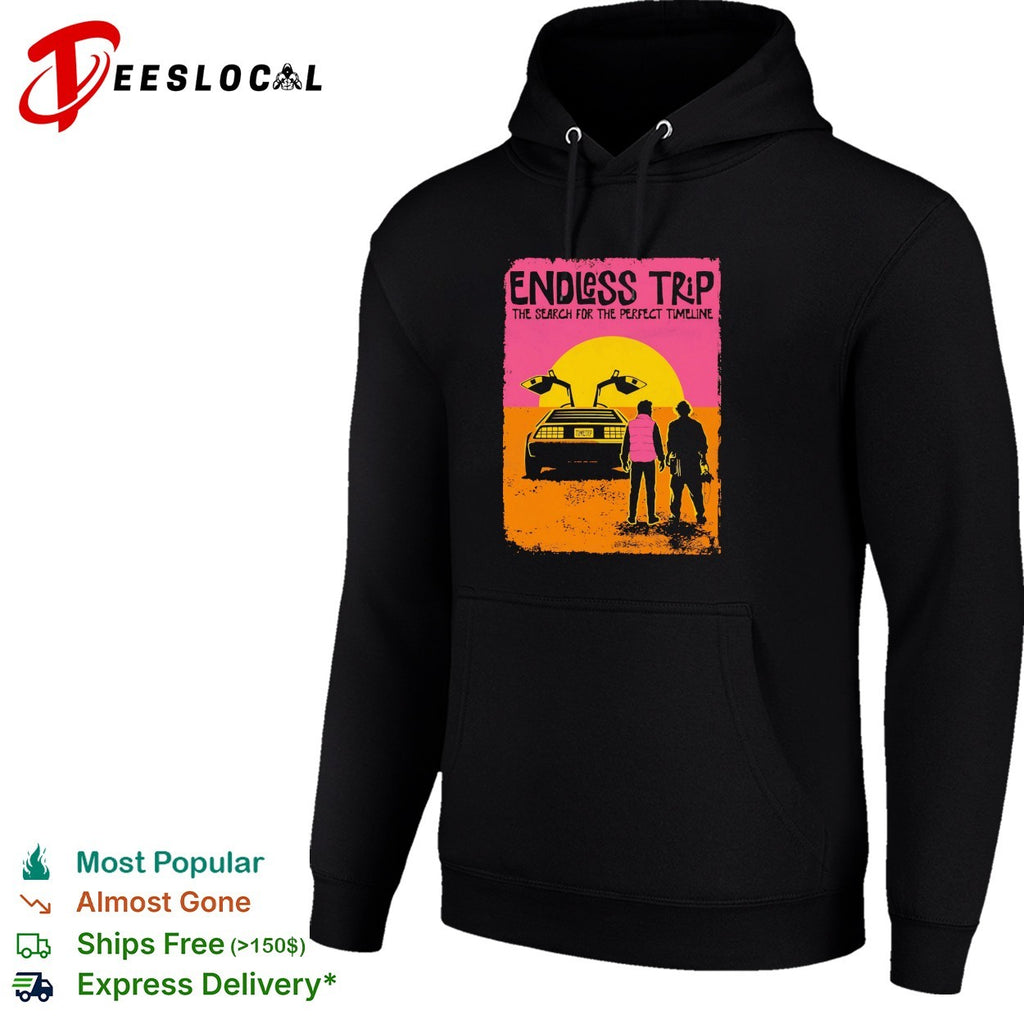 DeLorean car endless trip search for the perfect timeline shirt
