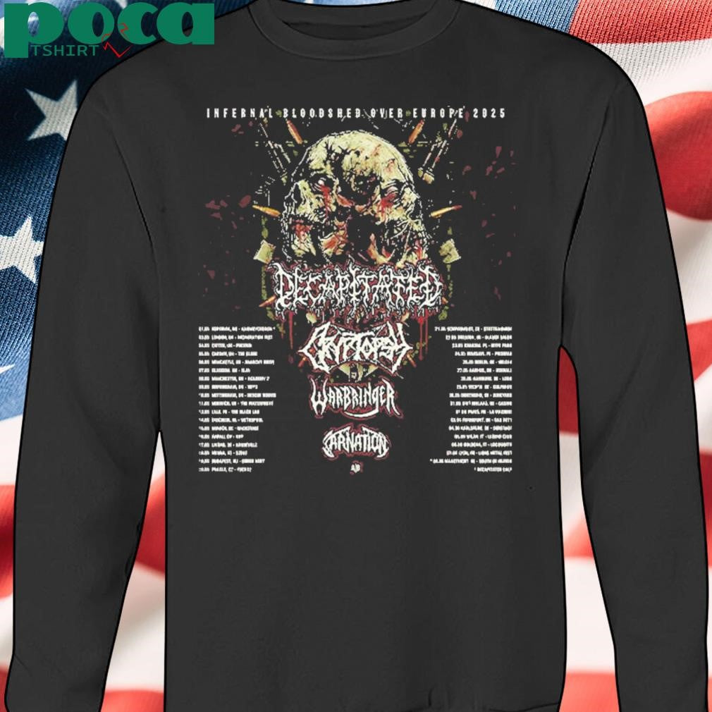 Decapitated Infernal Bloodshed Over Europe 2025 Tour Schedule Dates Two Sides Unisex T-Shirt