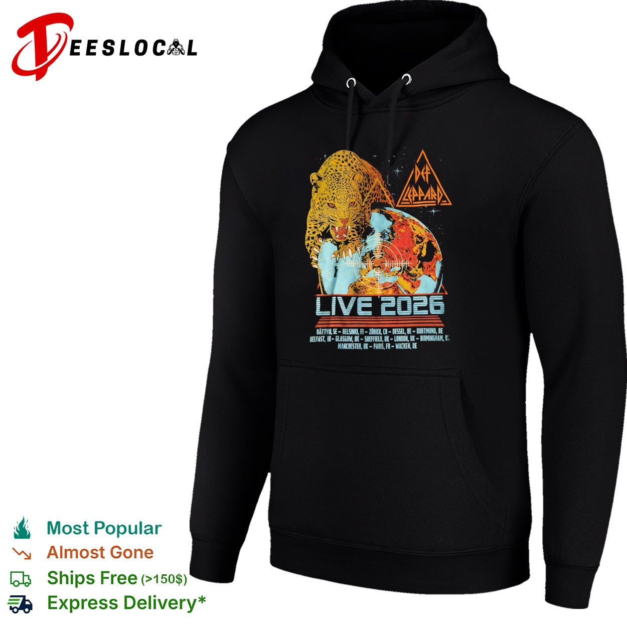 Def Leppard Live 2026 Rättvik Helsinki Zürich Dessel Dortmund Belfast Glasgow shirt