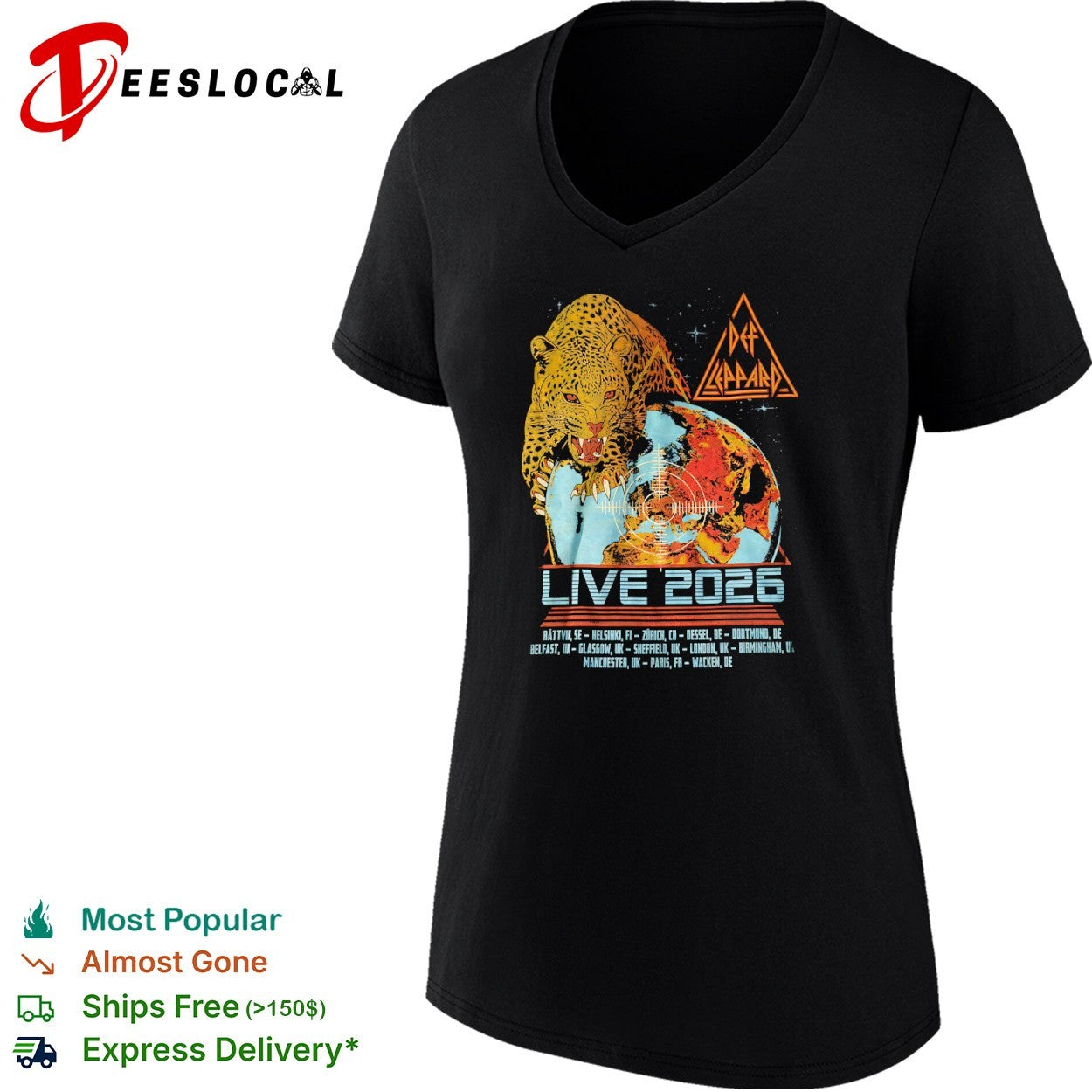 Def Leppard Live 2026 Rättvik Helsinki Zürich Dessel Dortmund Belfast Glasgow shirt