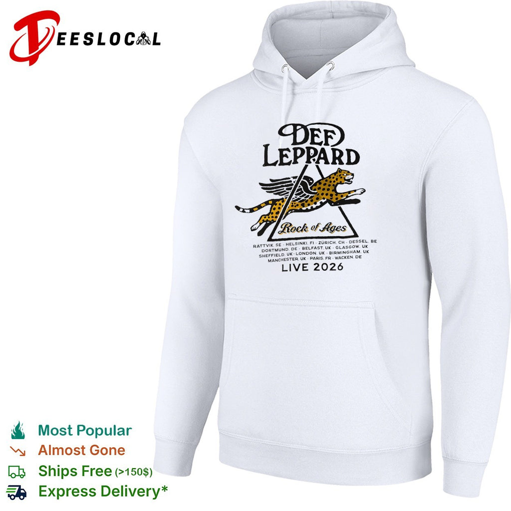 Def Leppard Rock of Ages Live 2026 tour Rattvik Helsinki Zurich Dessel Dortmund shirt