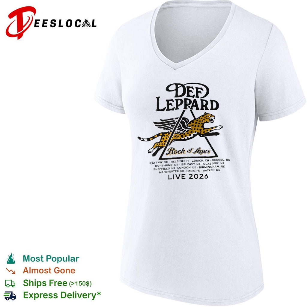 Def Leppard Rock of Ages Live 2026 tour Rattvik Helsinki Zurich Dessel Dortmund shirt