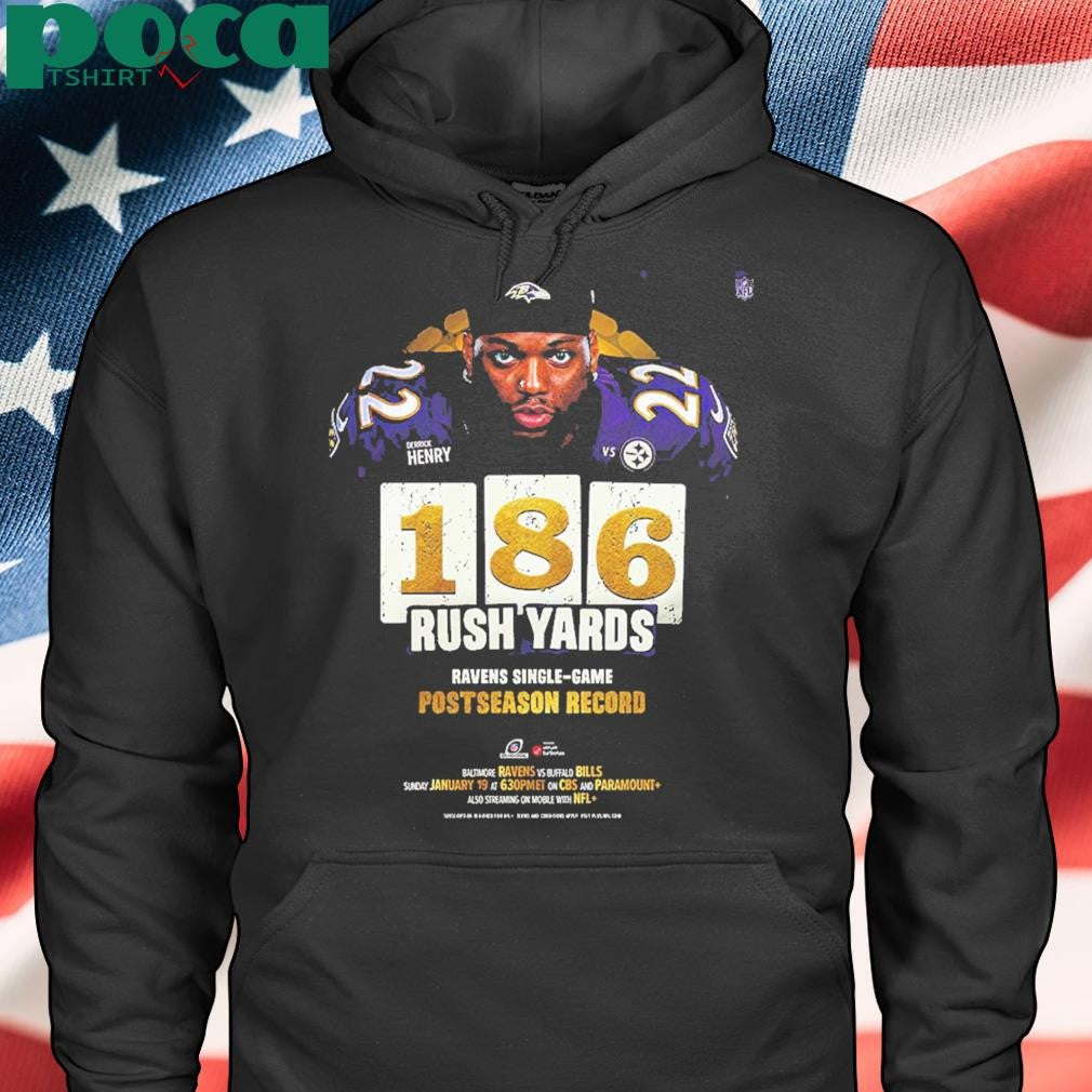 Derrick Henry Baltimore Ravens 185 Rush Yards Ravens Single Game Postseason Record Unisex T-Shirt