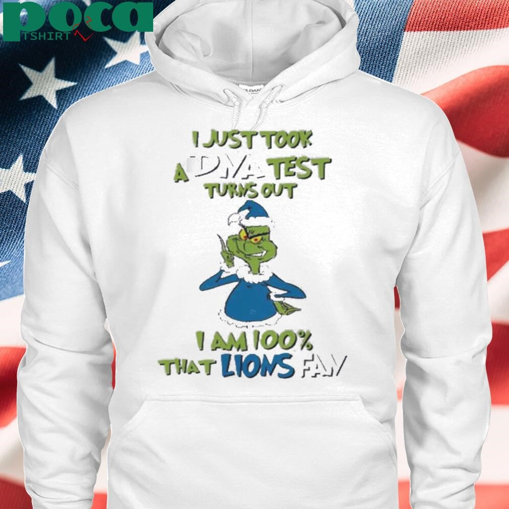 Detroit Lions Grinch Santa I just took a DNA test turns out I am 100 that Lions fan Christmas shirt
