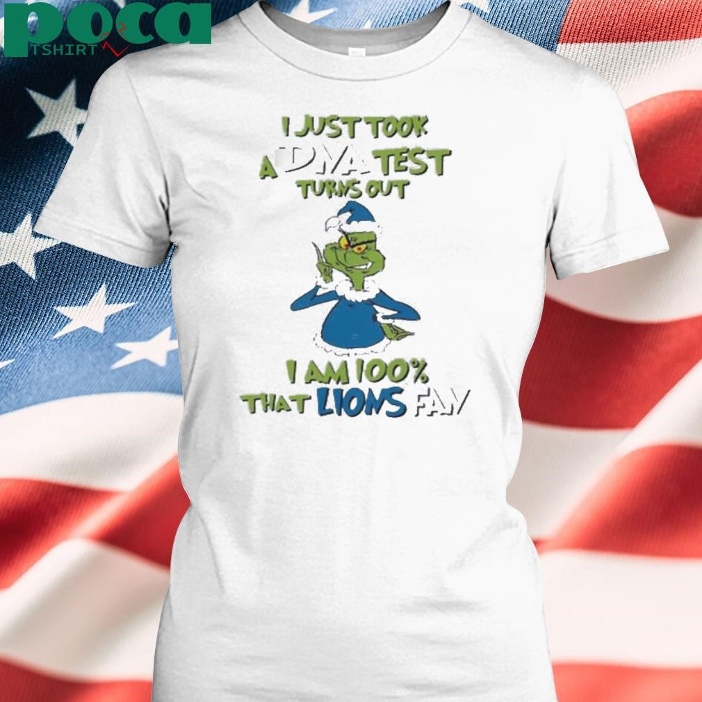 Detroit Lions Grinch Santa I just took a DNA test turns out I am 100 that Lions fan Christmas shirt